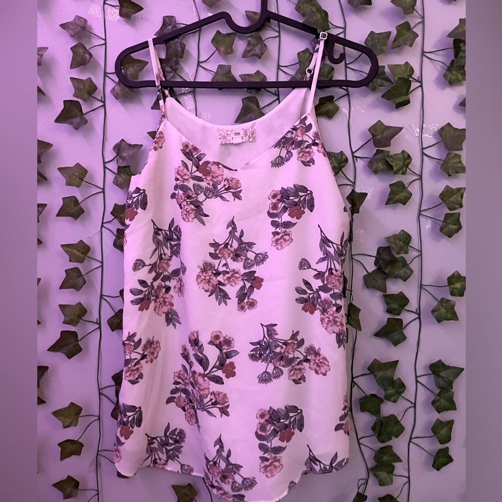 Pink Republic white floral silk tank